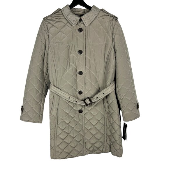 NWT Jones New York Quilted Mid-Length Water Repellent Coat Putty Taupe Size XL - Picture 1 of 12